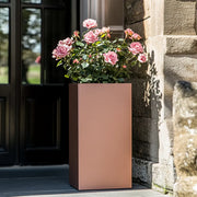 50cm Zinc Galvanised Brushed Rose Gold Finish Tall Square Planter